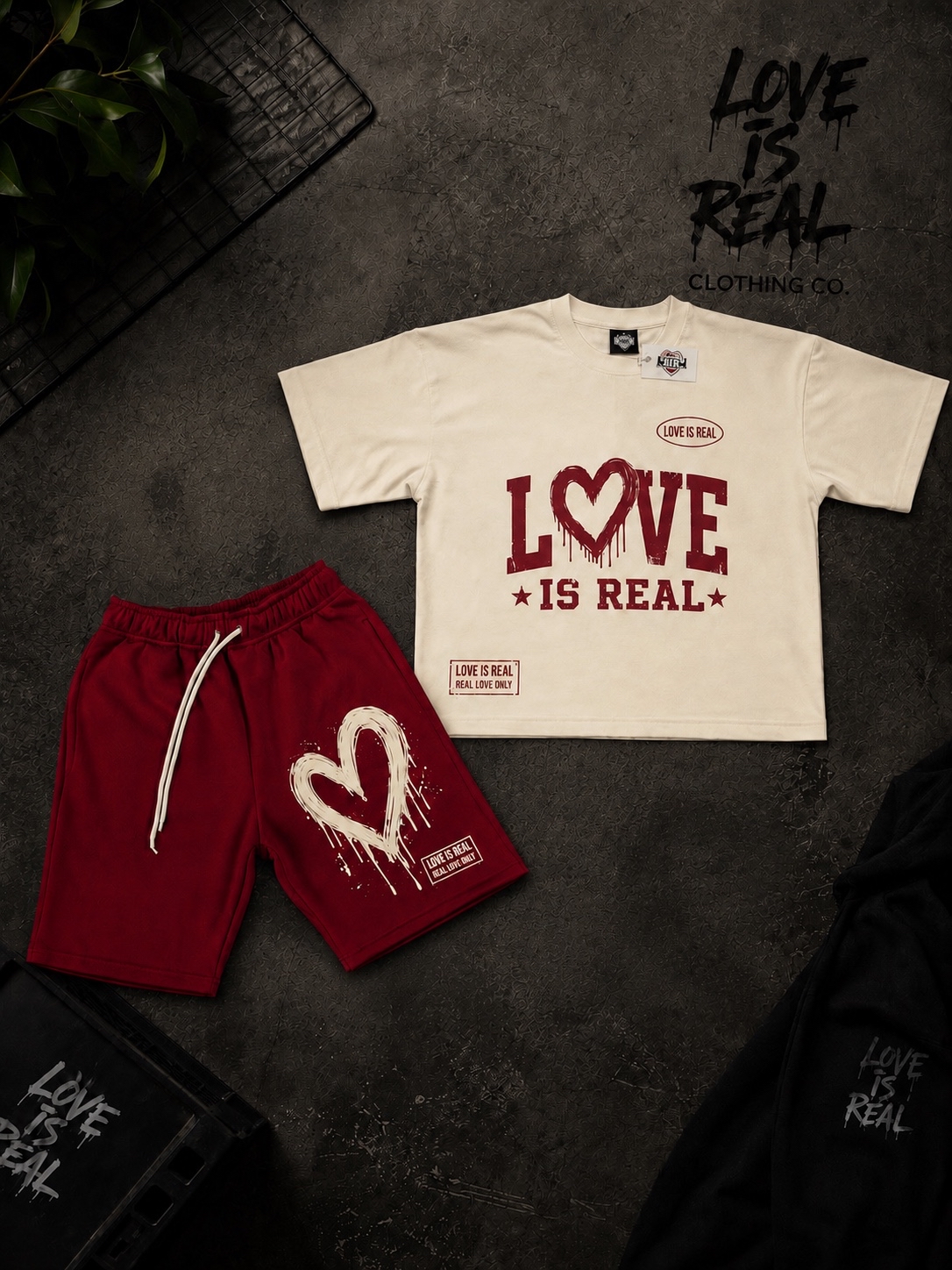 Cream + Red Love Set by Love Is Real Clothing