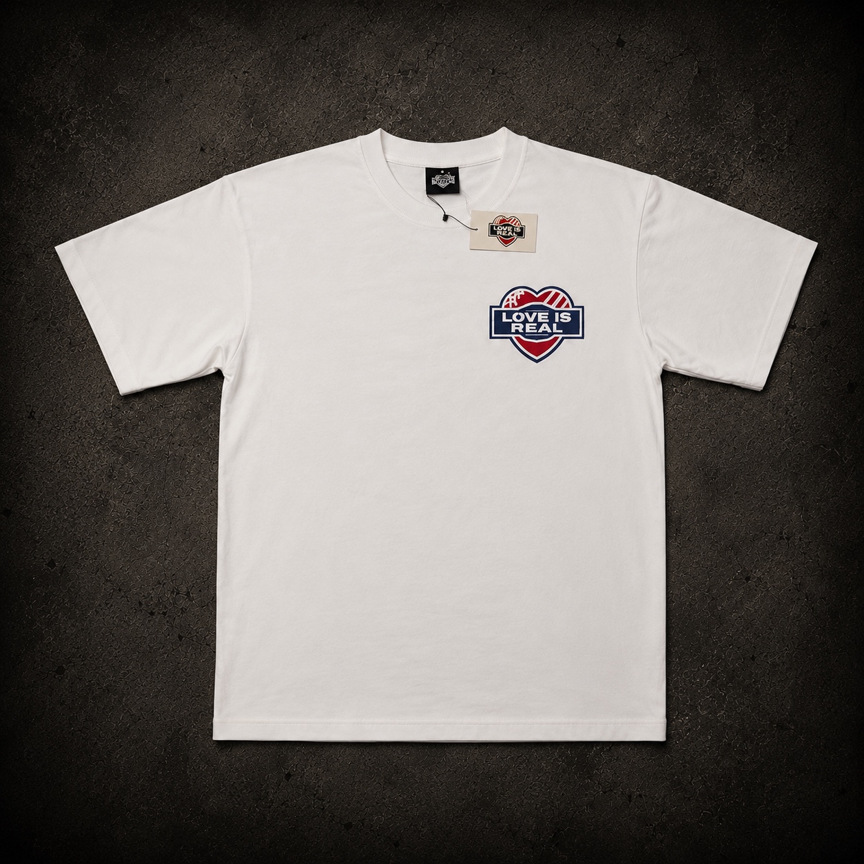 White Logo Tee by Love Is Real Clothing